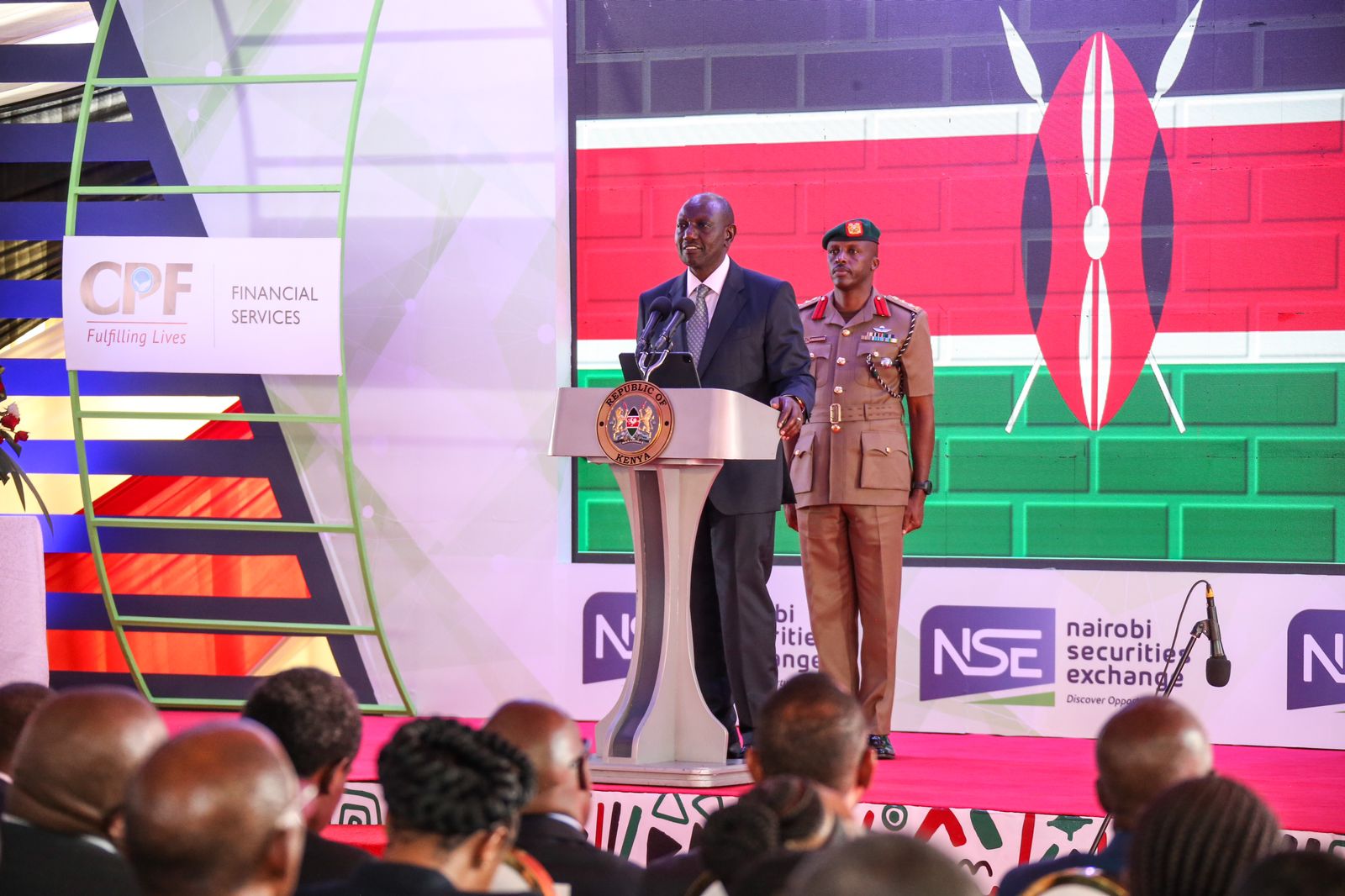President Ruto speaks during Laptrust Imara I-REIT NSE listing on March 22, 2023.