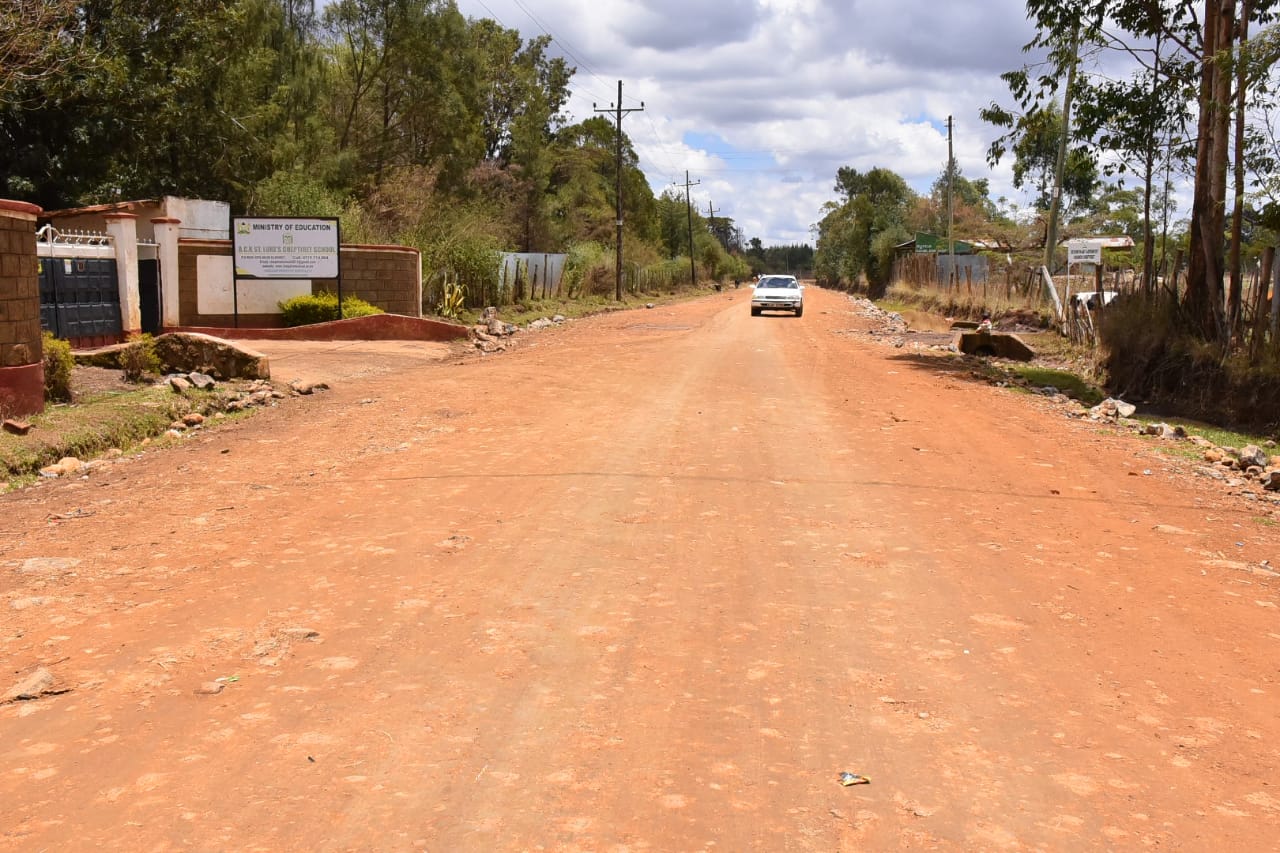 A section of the graded and gravelled 6km Cheptiret -Chepkongony road in Cheptiret/Kipchamo ward in Kesses Sub County whose construction is ongoing.