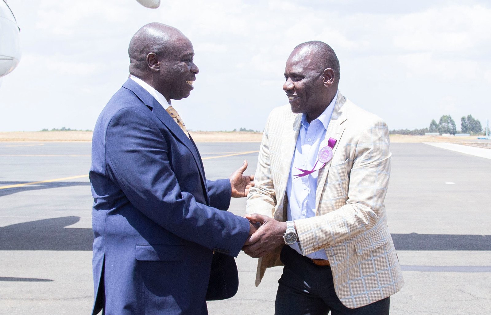 DP Gachagua is received by Governor Jonathan Bii at Eldoret International Airport on March 3, 2023.