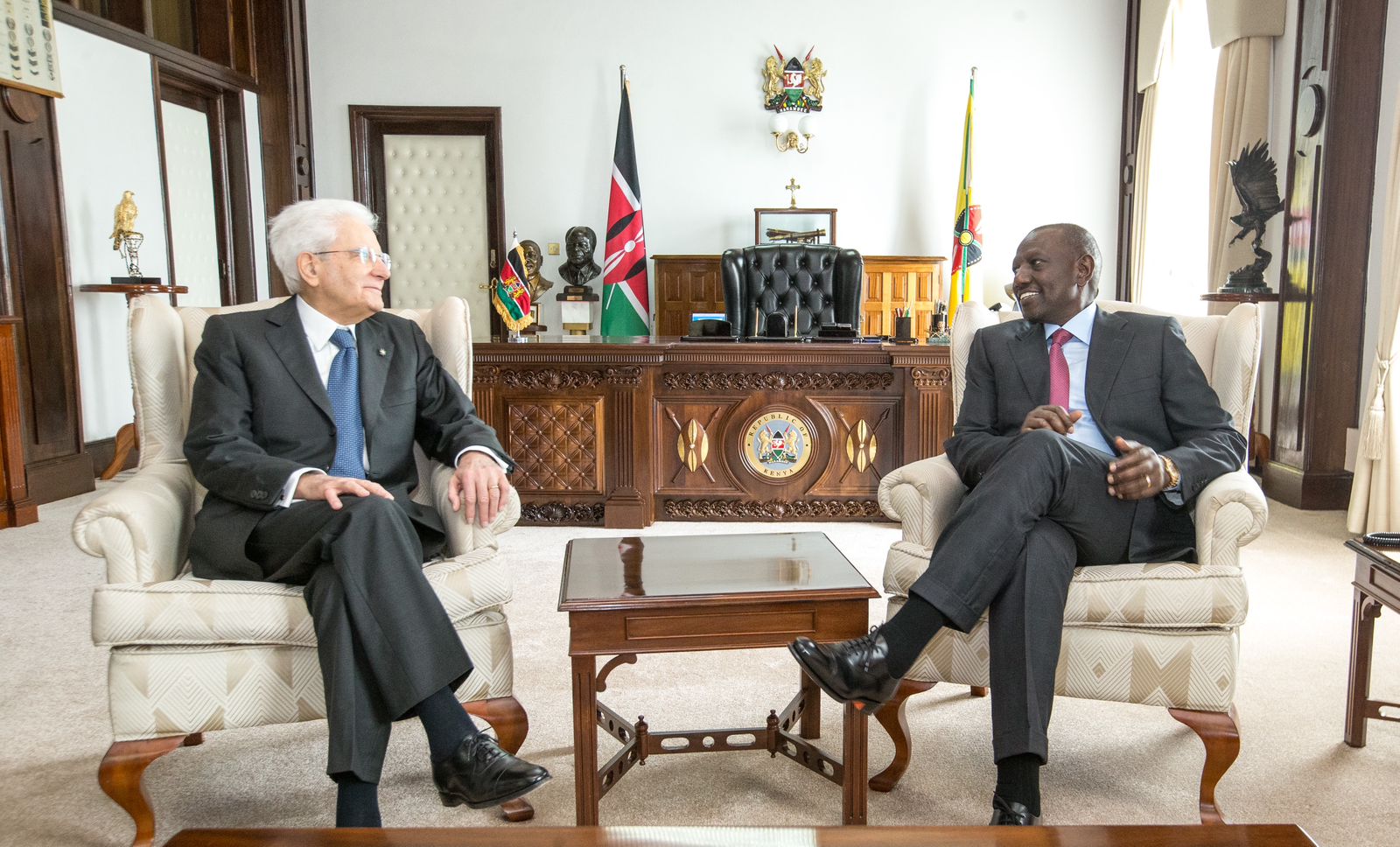 President Ruto with his Italy counterpart President Sergio Mattarella at State House Nairobi on March 14, 2023.