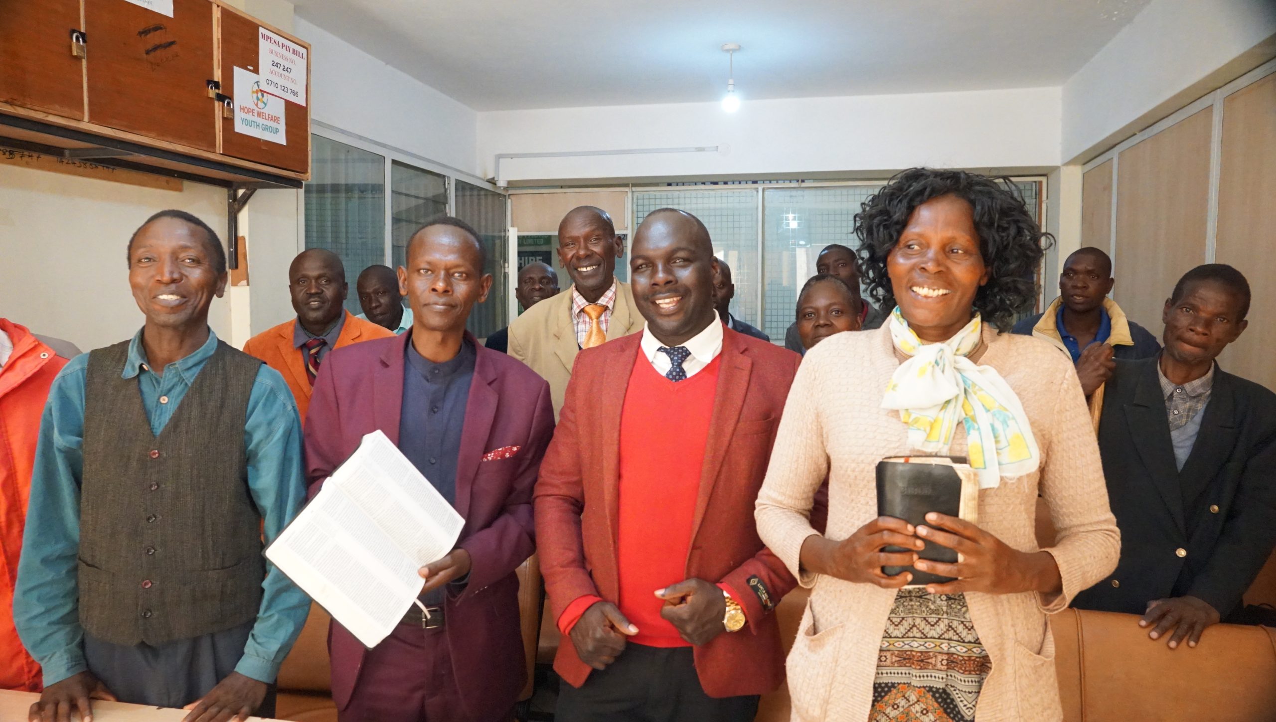 Michael Kirwa with some of the Eldoret street pastors after a meeting on April 3, 2023. Photo/Cheloti.