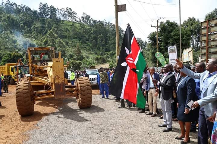 President Ruto during the launch of the tarmacking of the Kaelo-Kamukunji-Mutuati Road.