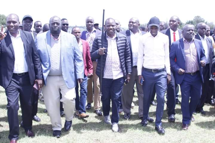 Governor Chelilim with other leaders arriving at Arnesen's High School for commemoration of 51 years since inception.