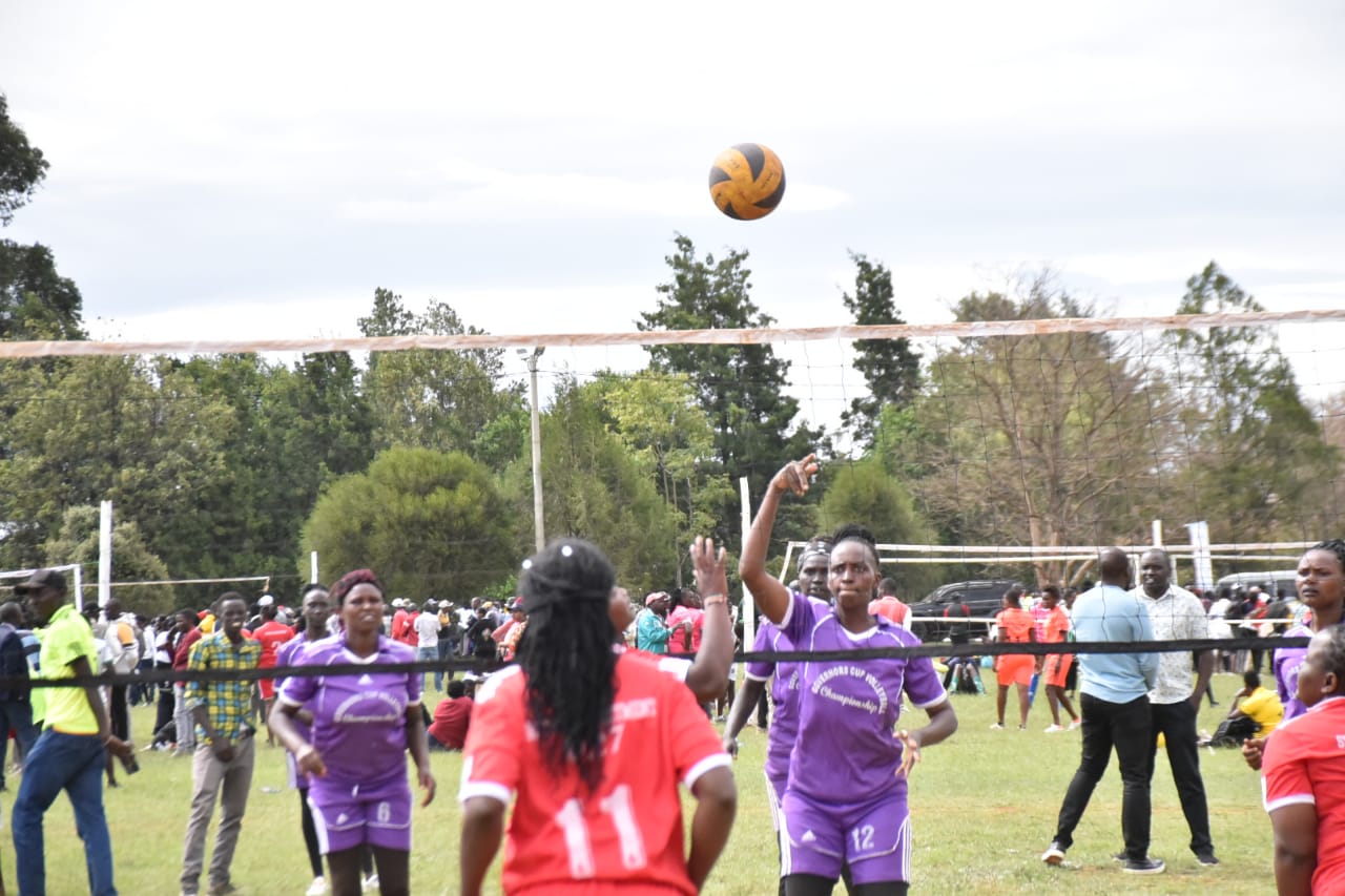 Part of the action during the first day of the Governor's Cup Volleyball Tournament.