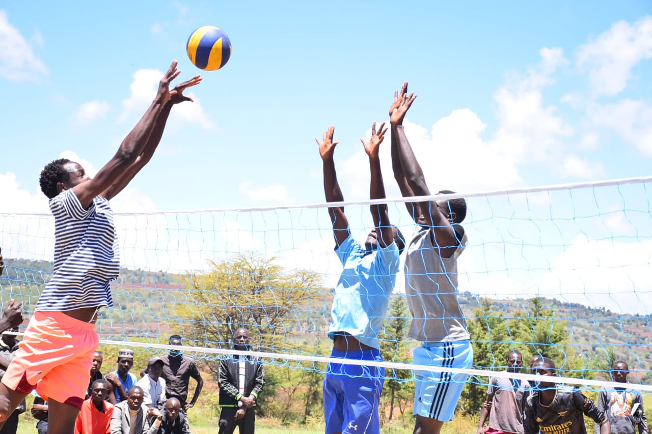 Part of the action during the ongoing Governor's Cup Volleyball Tournament at ward level. 
