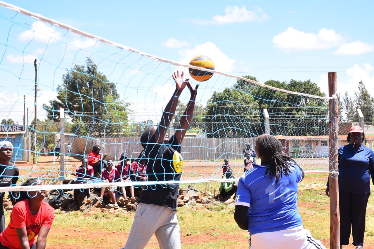 Part of the action during the ongoing Governor's Cup Volleyball Tournament at ward level. 