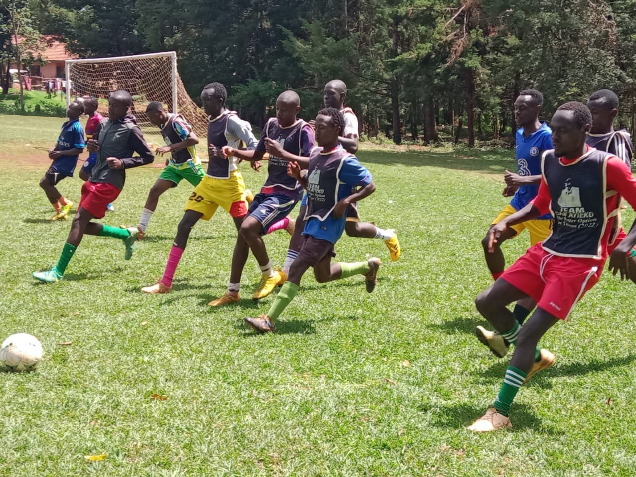 Football players during the recruitment excercize at Kitale School.