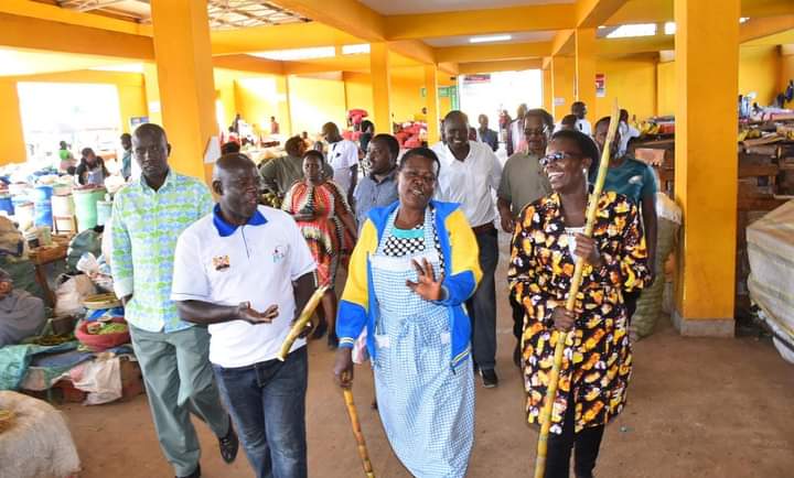 Eng Tarus during a tour of the Kimumu/Bahati Wholesale Market on May 5, 2023.