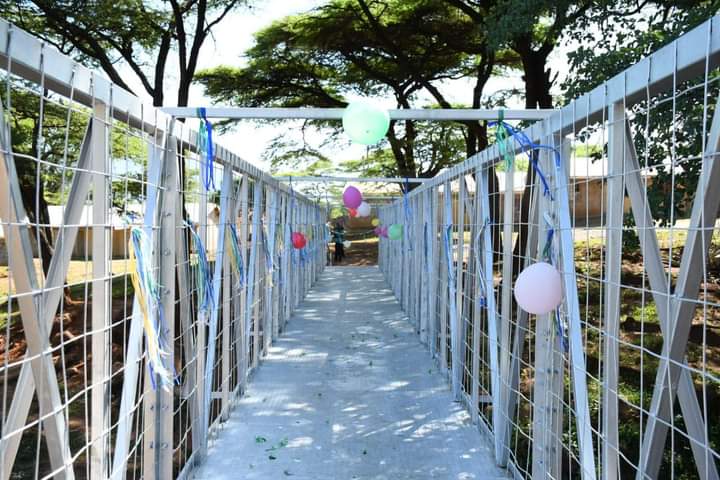 Newly opened footbridge at the Ortum Mission Hospital.