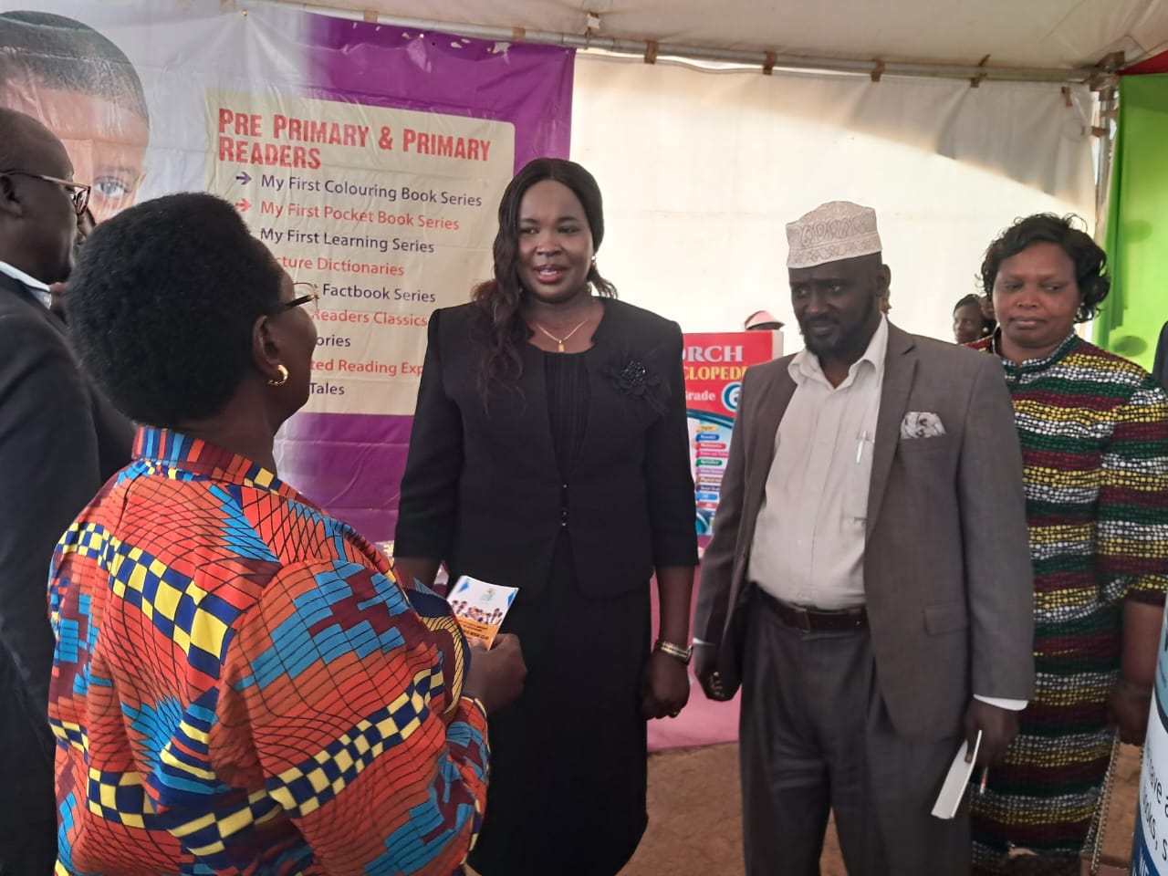 Uasin Gishu Education CECM Dr Janeth Kosgey with County Director of Education Issack Khalif Hassan during Eldoret Book Fair on May 31, 2023.