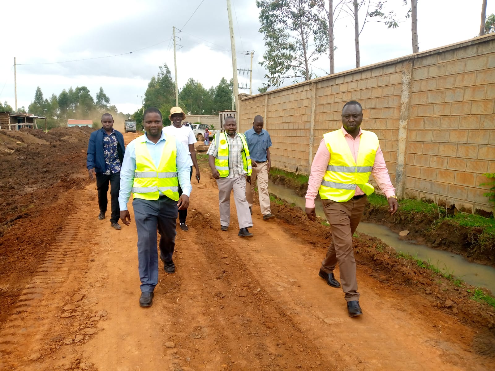 Roads CECM inspecting the ongoing infrastructural projects in Locals within Mogoiwet village, Kamagut Ward in Turbo Sub County.