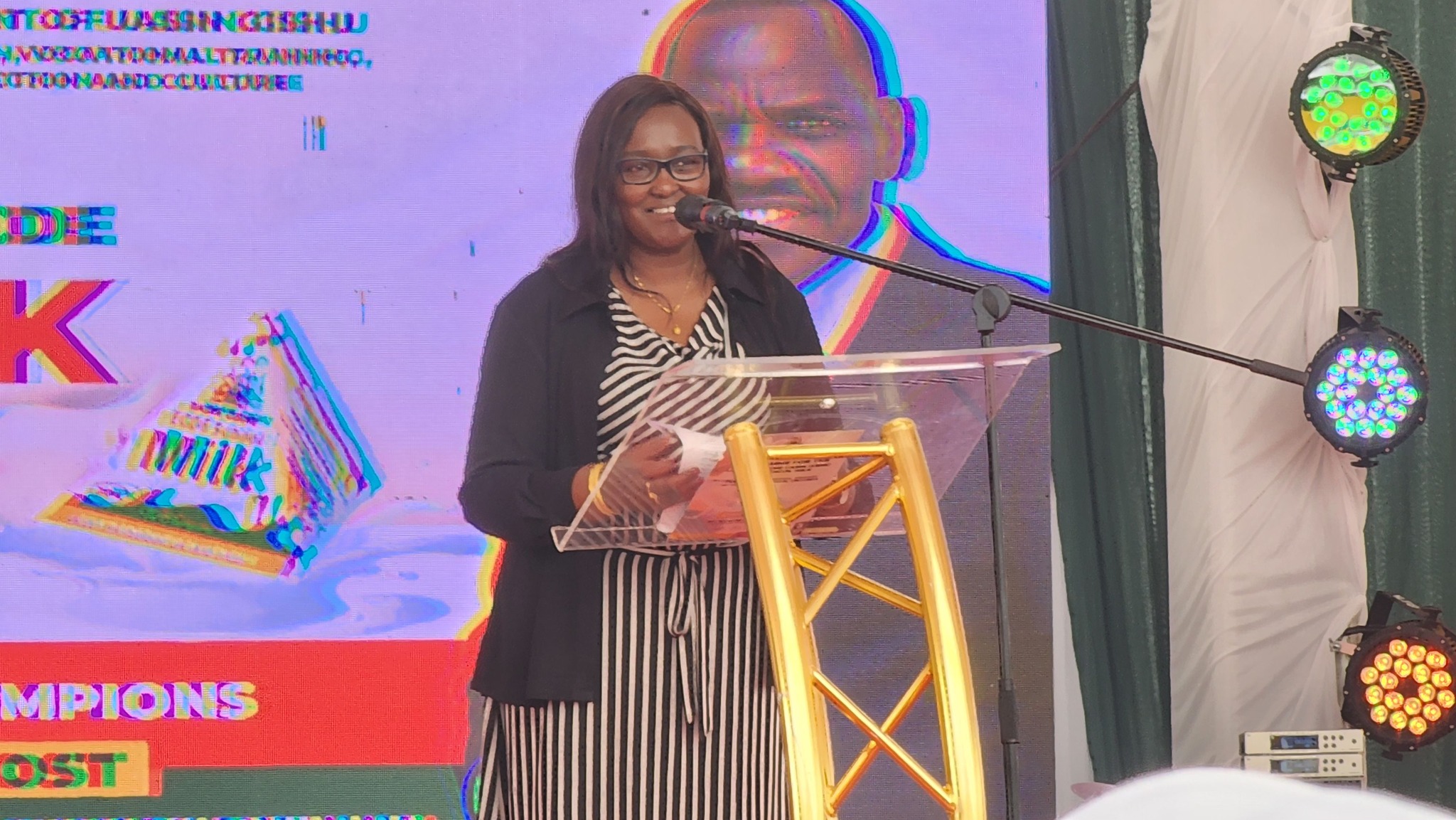 Kenya Dairy Board (KDB) Managing Director Margaret Kibogy at the launch of the Uasin Gishu ECDE Milk program.