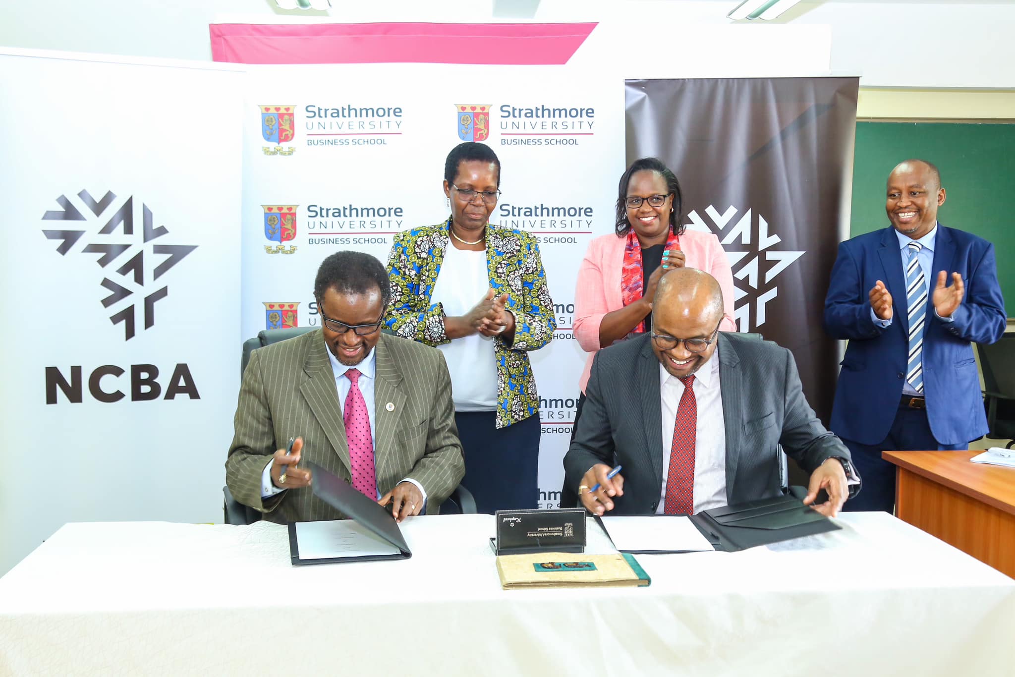 NCBA and Strathmore University duirng the signing of the agreement on May 10, 2023. Photo/NCBA Bank.