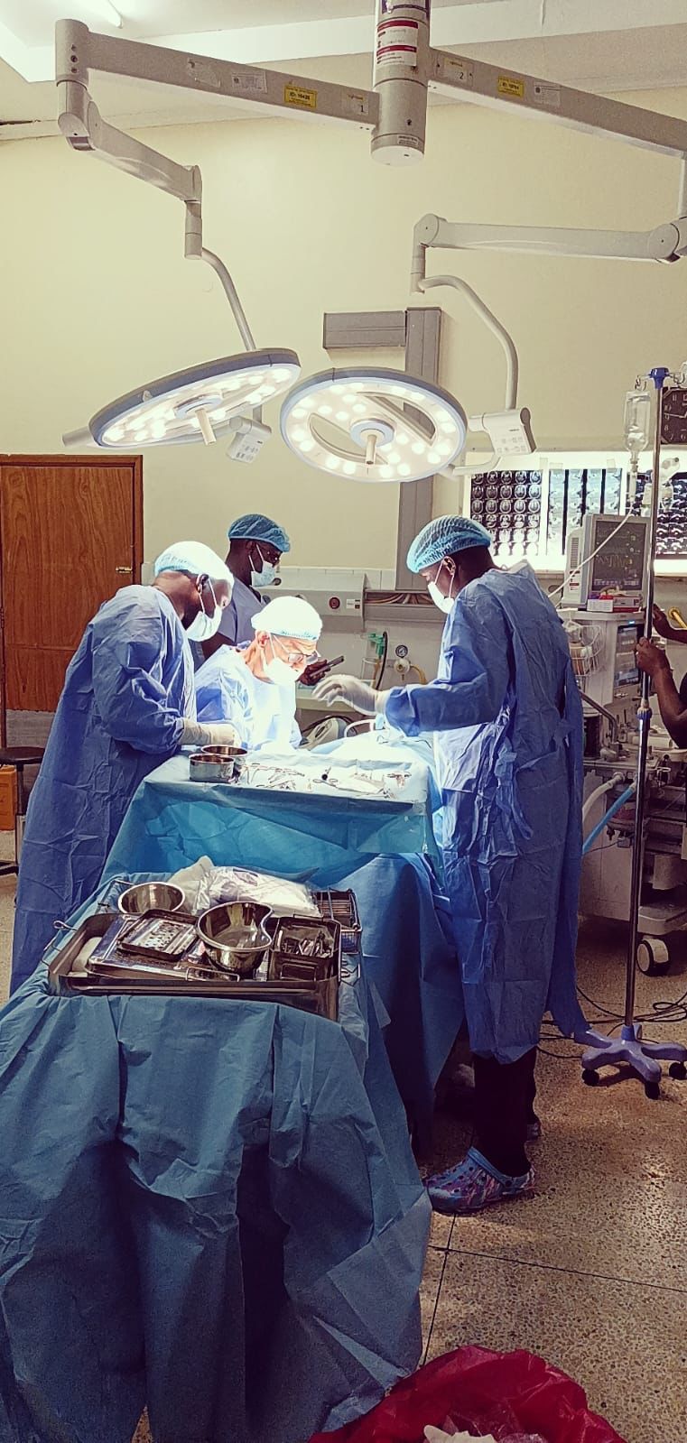 Doctors during the procedure at MTRH. Photo/MTRH.