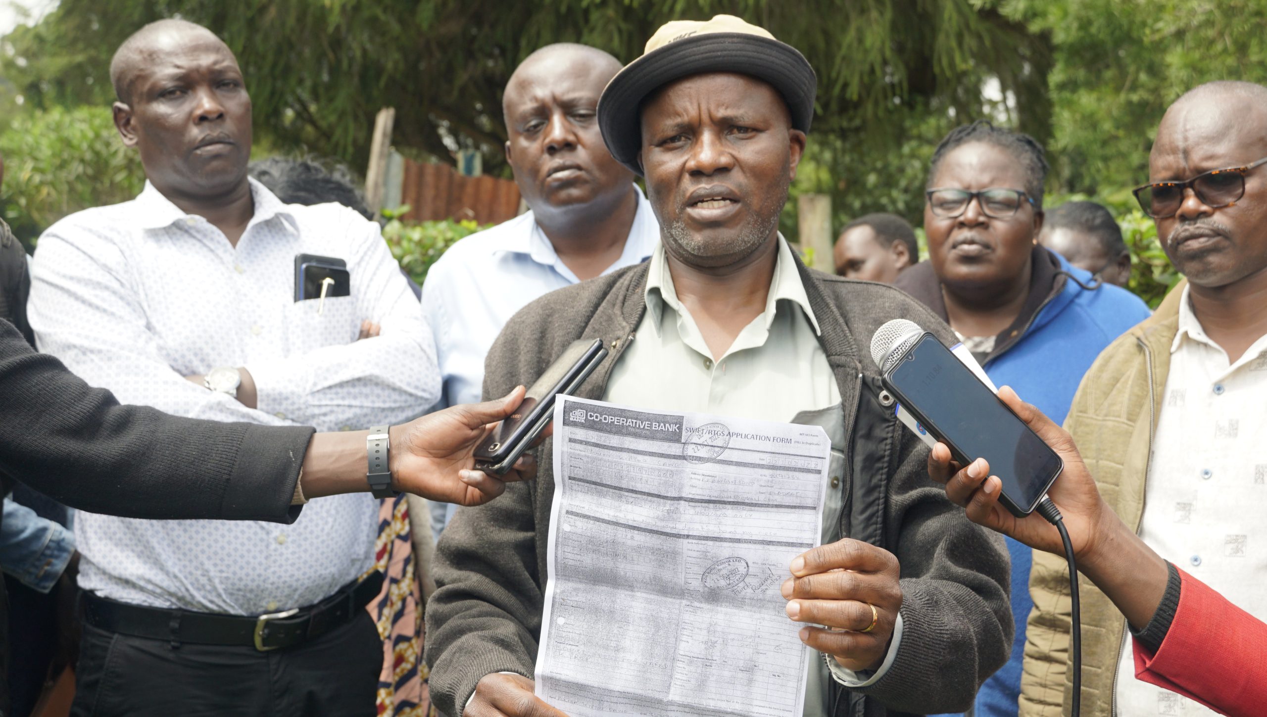 One of the parents whose child was to travel to Canada. Photo/Uasin Gishu News