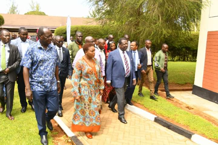 Prime CS Mudavadi and CS Wafula arriving at the Sabatia Eye Hospital for the inauguration of the Paediatric Ophthalmology Centre on June 10, 2023.