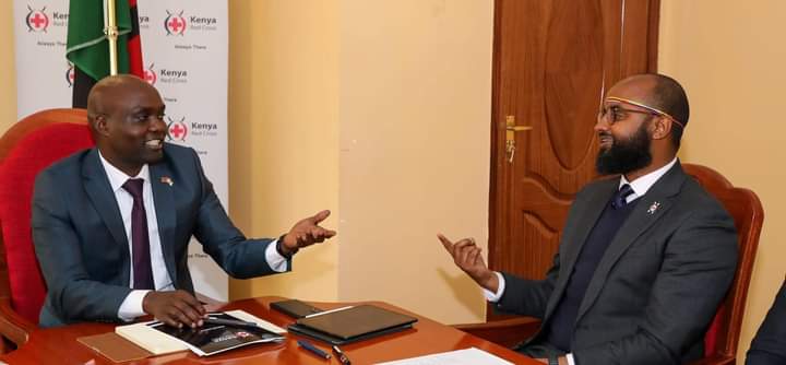 Kenya Red Cross Society Secretary General Idris Ahmed with Governor Rotich on June 23, 2023.