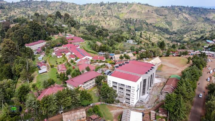 An aerial view of the AIC Kapsowar Township church building.