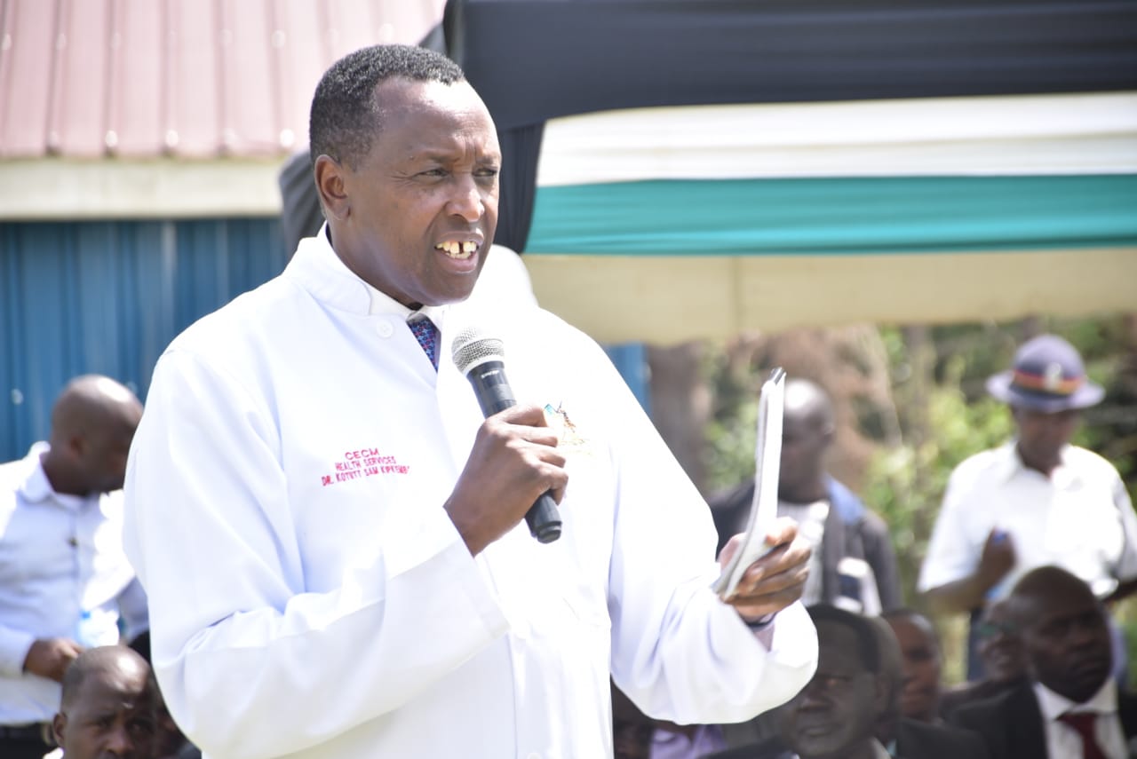 Health CECM Dr Sam Kotut during the launch of Eye and Dental Units at Ziwa Sub-county Hospital.