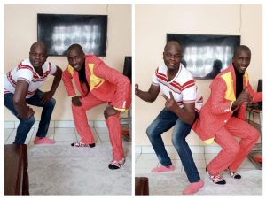 A collage of William Getumbe and Embaramba working on a song on June 29, 2023