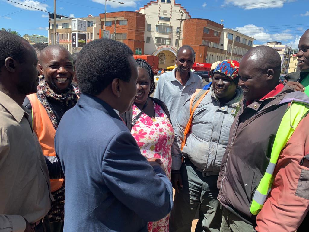 Kigame interacting with locals in Eldoret town on June 1, 2023.
