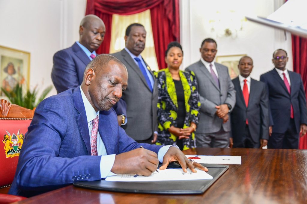 President Ruto when he assented to the Finance Bill, 2023 and the Appropriations Bill, 2023 at State House, Nairobi on June 26, 2023.