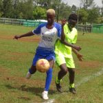 Kolwa falcons Ann Atieno(left) shield the ball from Solasa's Judith Jepkemoi. Photo/James Ahela.