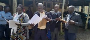 Some of the parents at the DCI offices in Eldoret after recording statements on the Finland education scam on July 18, 2023.
