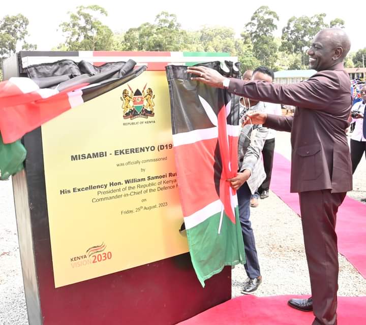 President Ruto when he commissioned the Mosambi-Ekerenyo Market on August 25, 2023.