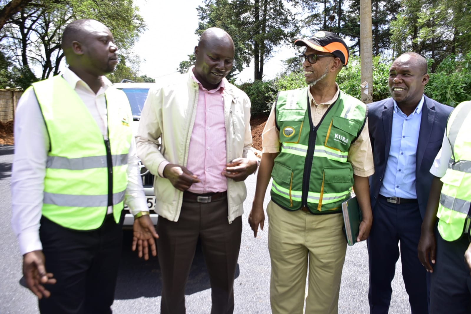 From left:CECM Roads Eng.Joseph Lagat, Race Ward MCA Hon Amos Kiptanui, Director Road Assets and Corridor Management -KURA Eng.Abdulrashid Mohamed and Roads Chief Officer Eng.Abraham Kiptalam.