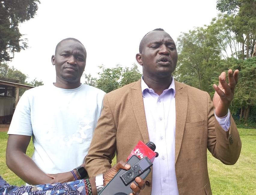 Nickson Kutere, addressing the media in Kitale.  Photo/Kipkorir Tarus