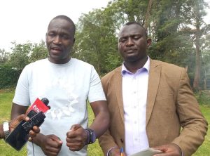 Chemos Trikoy addressing the media in Kitale. Photo/Kipkorir Tarus