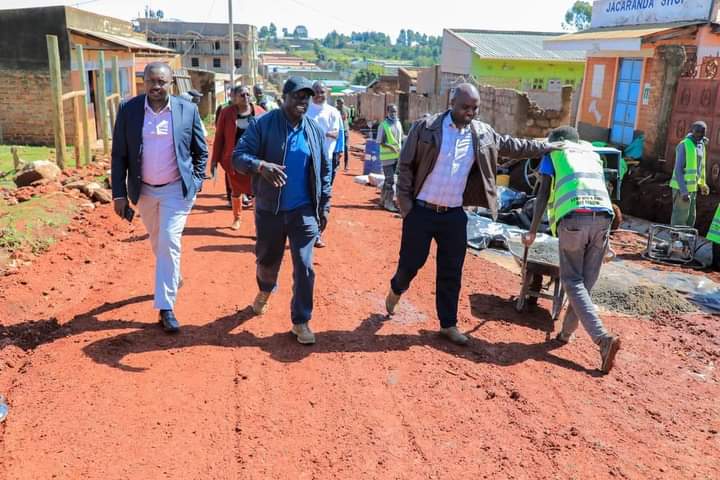 Governor Rotich during a tour of various roads set to be improved.