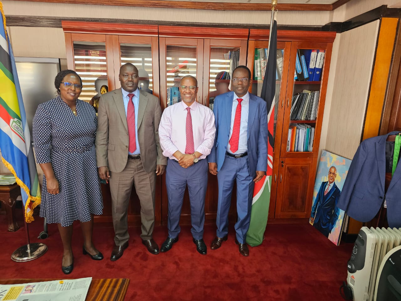CS Njeru poses for a photo with Uasin Gishu Lands and Housing senior officers after a meeting in Nairobi on September 15, 2023.