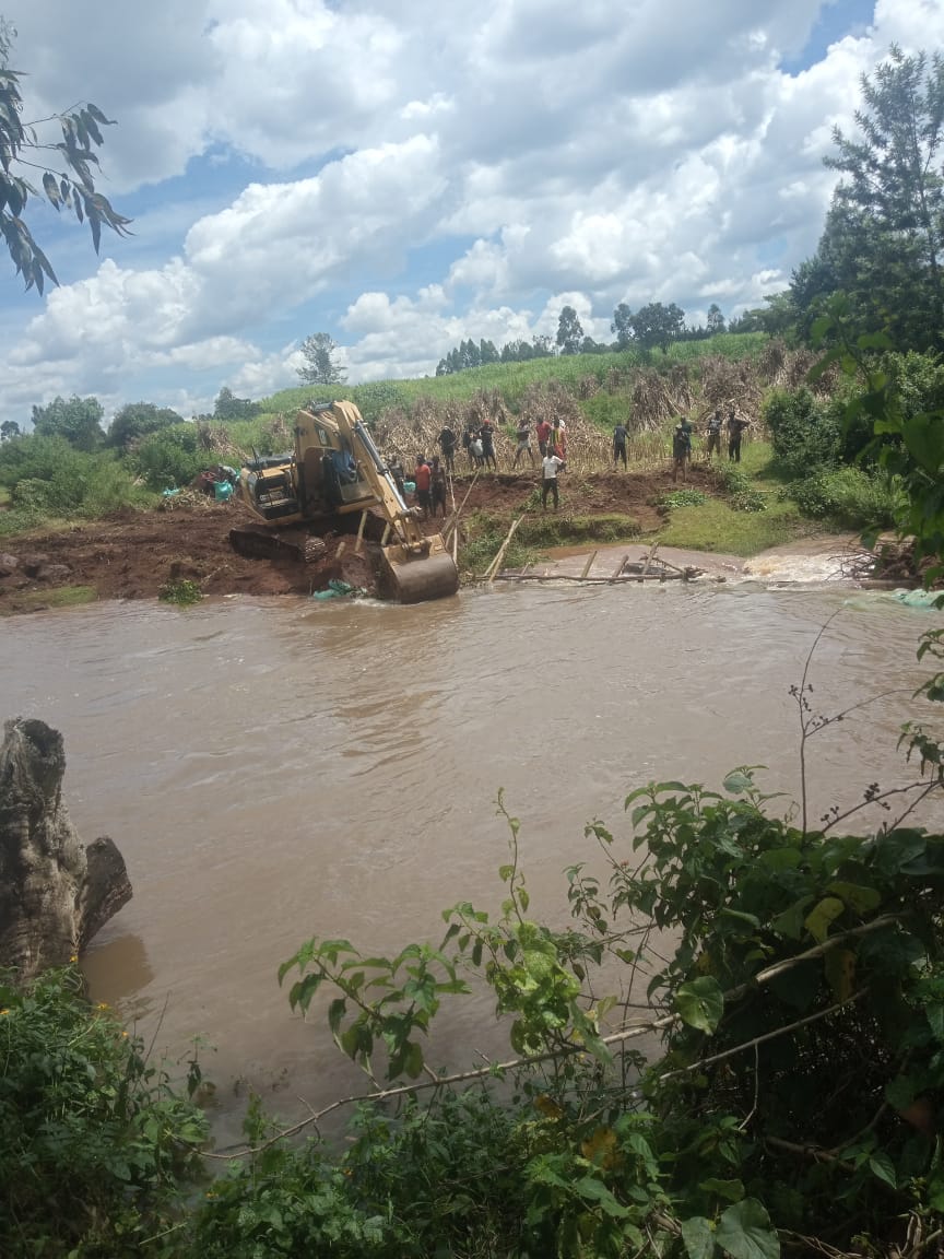 Ongoing river diversion works to pave the way for the construction of the Kosachei-Chebarus Bridge in Tapsagoi Ward, Turbo Sub County.