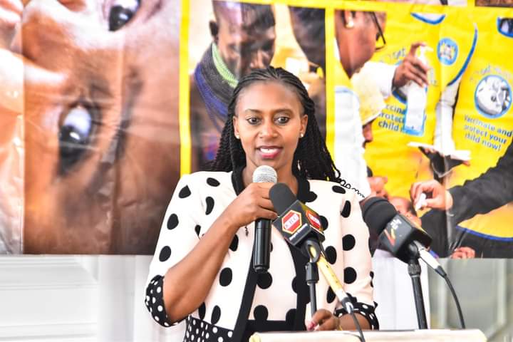 Public Health and Professional Standards PS Mary Muriuki speaks at the event.