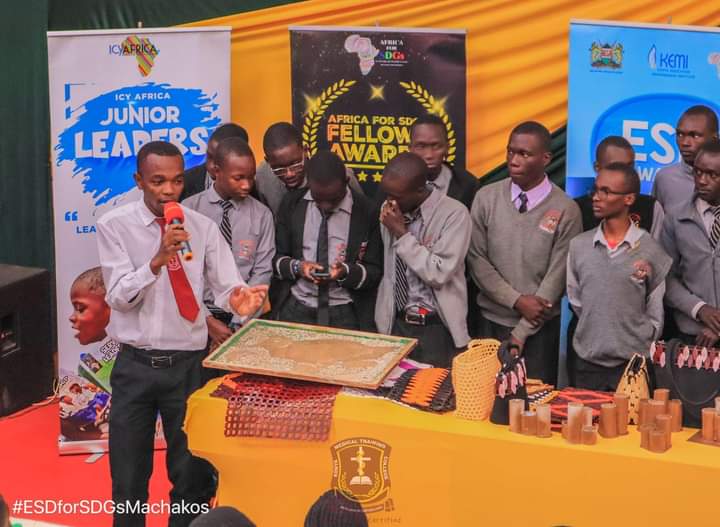 Dennis Mutethya (in red tie) with other KMTC students at a past group event. 