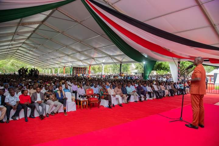 President William Ruto speaks during Sunday Service at Uriri Technical and Vocational College in Migori.