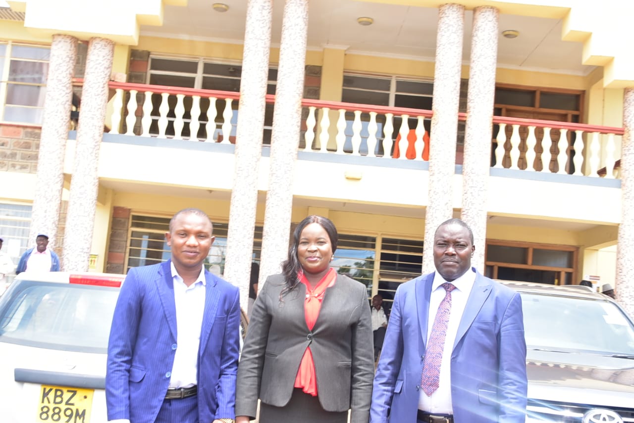 Dr Kosgey with the two Chief Officers in the Department she will be in charge of.