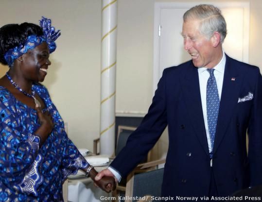 Wangari Maathai and King Charles III, then a Prince
