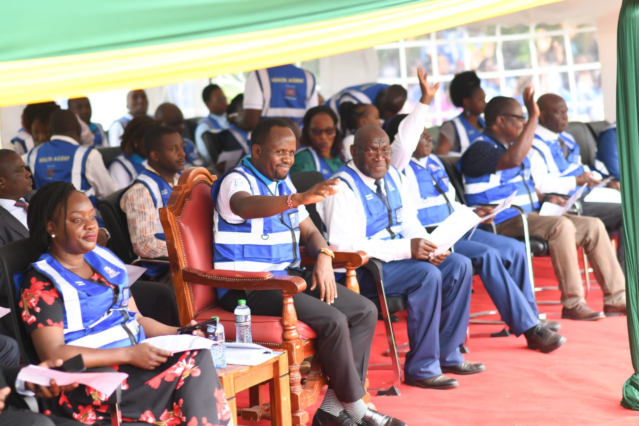 The governor with other county officials during the event.