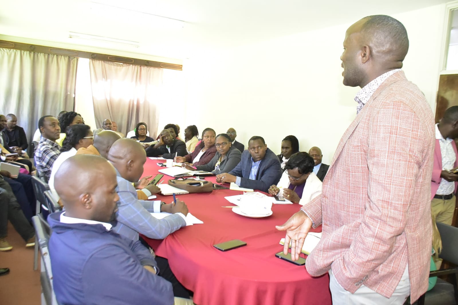 Dr Abraham Serem addressing senior staff of the Department of Health Services.