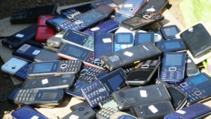 Some of the recovered mobile phones.