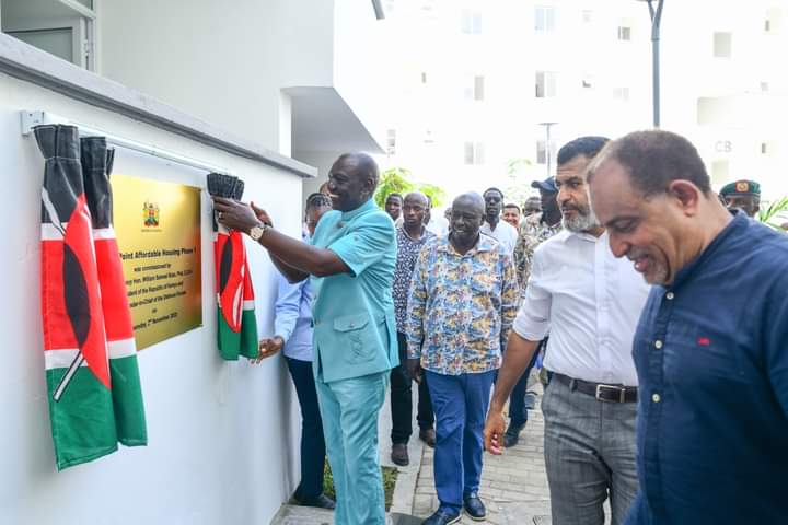 President Ruto at Buxton Point Affordable Housing Program in Mvita, Mombasa County.