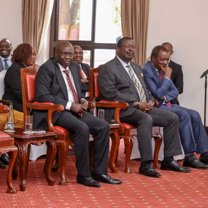 Deputy President Rigathi Gachagua and Prime Cabinet Secretary Musalia Mudavadi during the event held at State House, Nairobi.