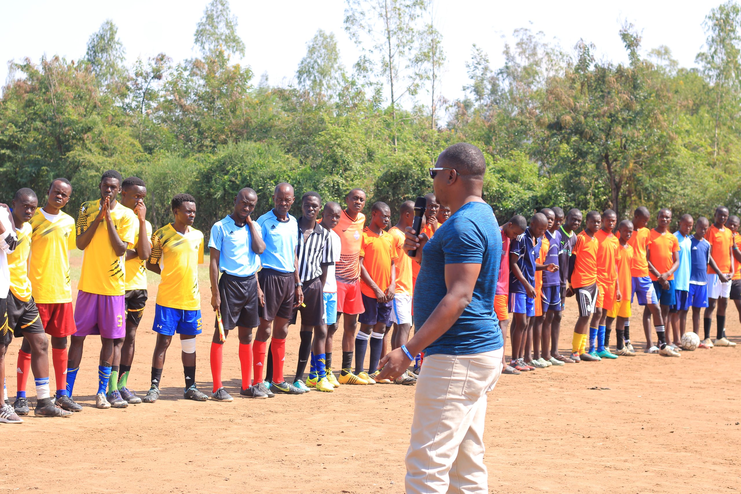 Caleb Wanjala, Zipline’s Technical Lead for Global Health having a word with players