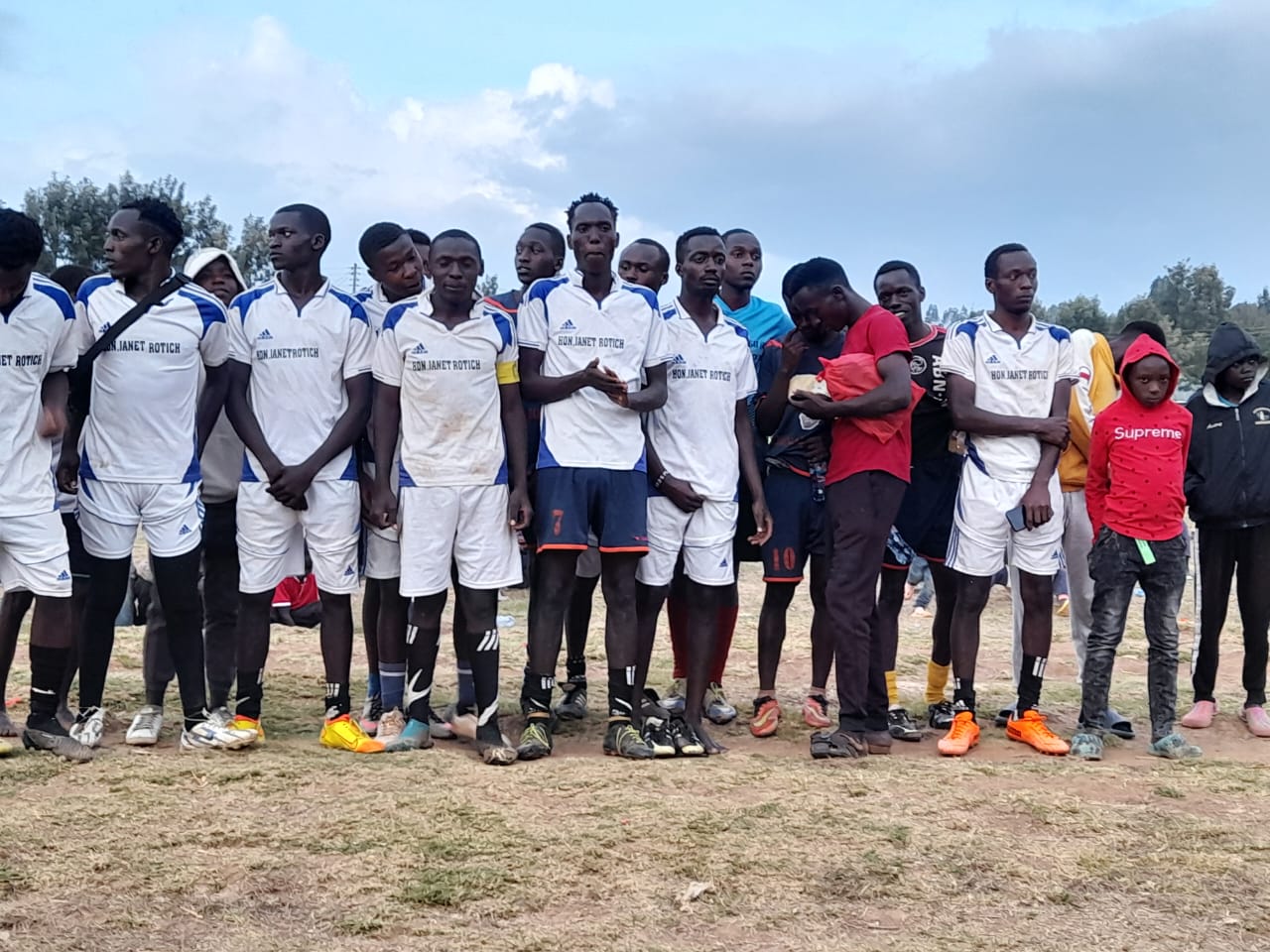 Lion's Heart FC players. The team won the inaugural Kapsaos Festive Season Tournament.