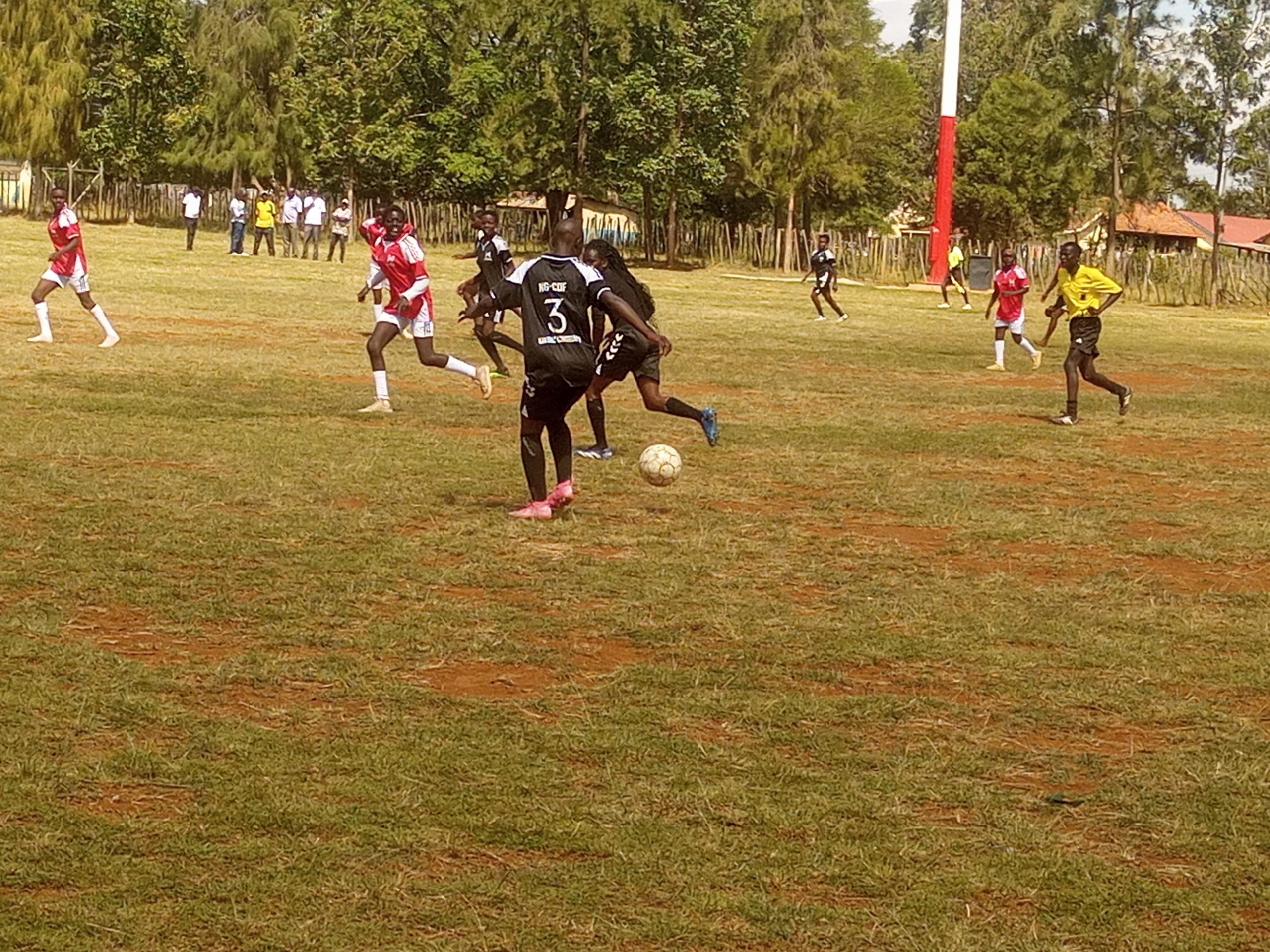 Part of the action during the game played at Hill School Grounds