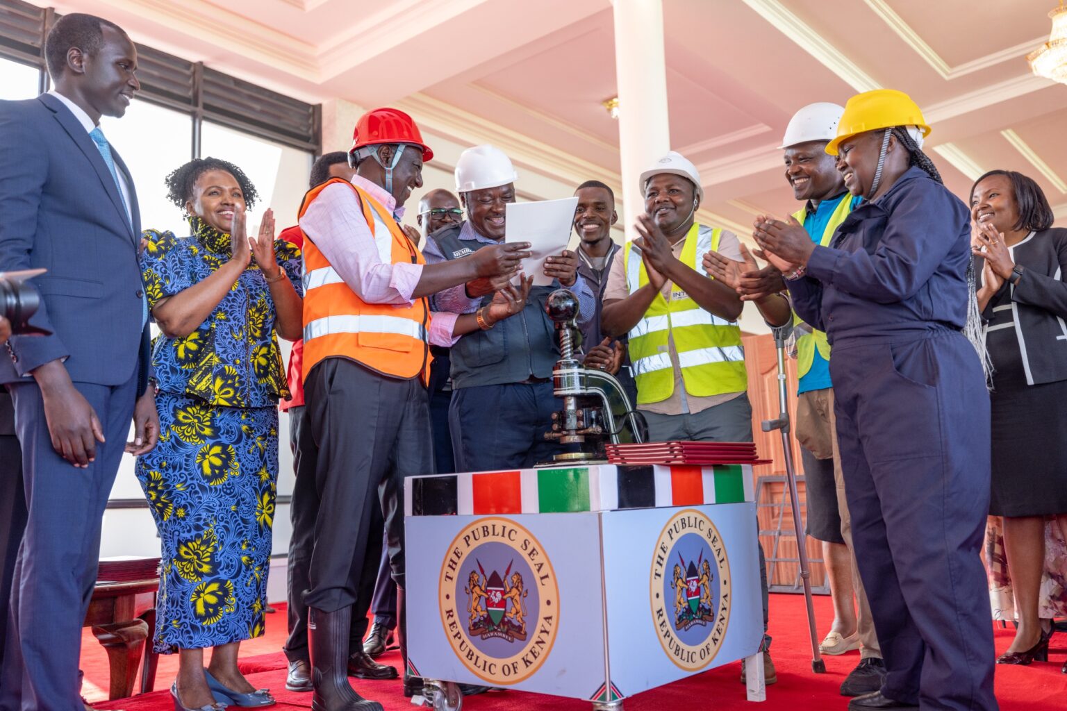 President William Ruto with other senior government officials after signing the Affordable Housing Bill into law on March 19, 2024. Photo/PCS.