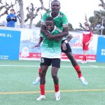 Talanta Hela U19 players celebrate one of the goas at the ongoing 2024 Costa Daurada Cup in Spain. Photo/Tabby Nashipae.
